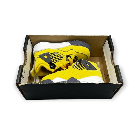 Nike Air Jordan 4 Retro (TD) 'Lightning' Tour Size 4c Yellow/Grey New BQ7670-700 - Picture 7 of 8